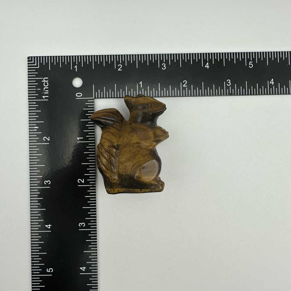 Hand Carved Tiger Eye Squirrel Carving - Picture 6 of 9